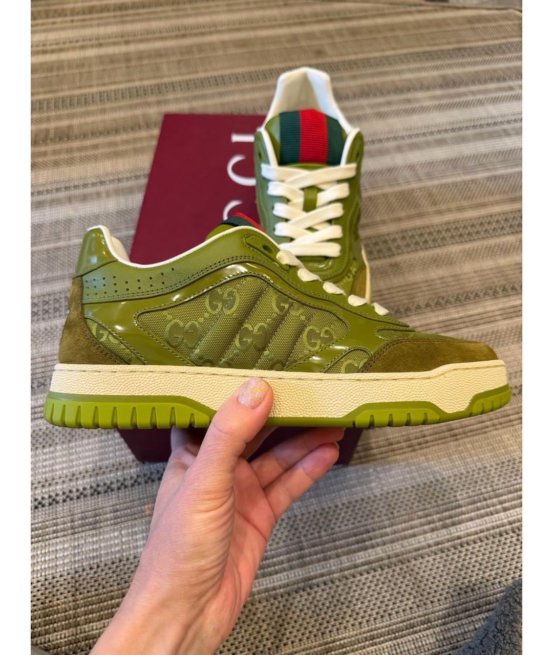GUCCI Хаки замшевые кроссовки, фото 7