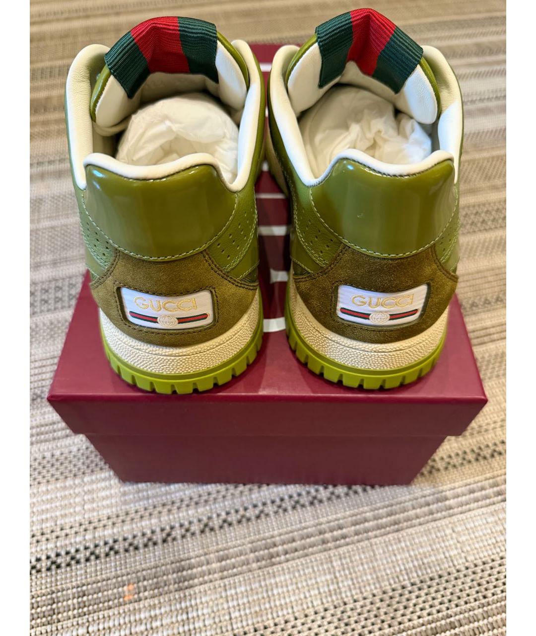 GUCCI Хаки замшевые кроссовки, фото 4