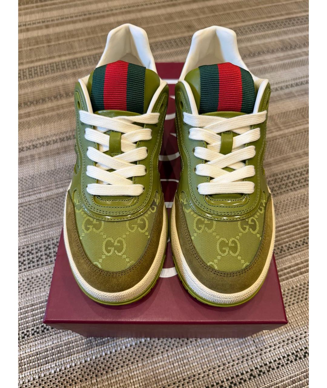 GUCCI Хаки замшевые кроссовки, фото 2