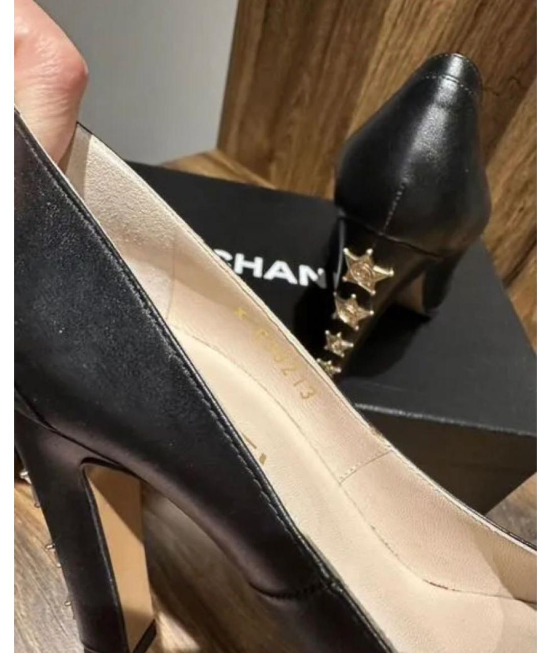 CHANEL Черные кожаные туфли, фото 5