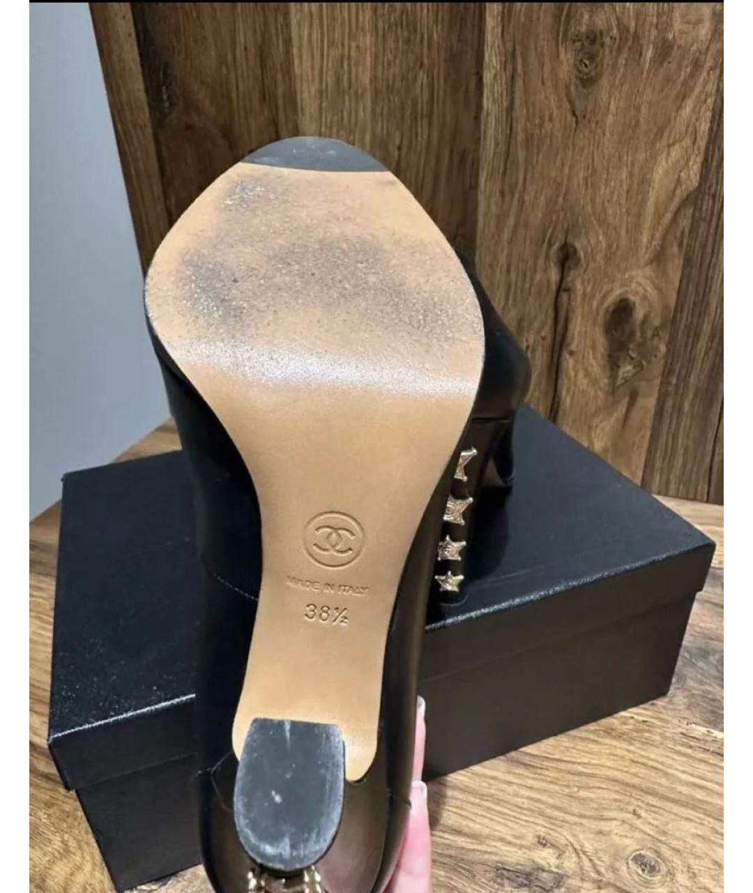 CHANEL Черные кожаные туфли, фото 4