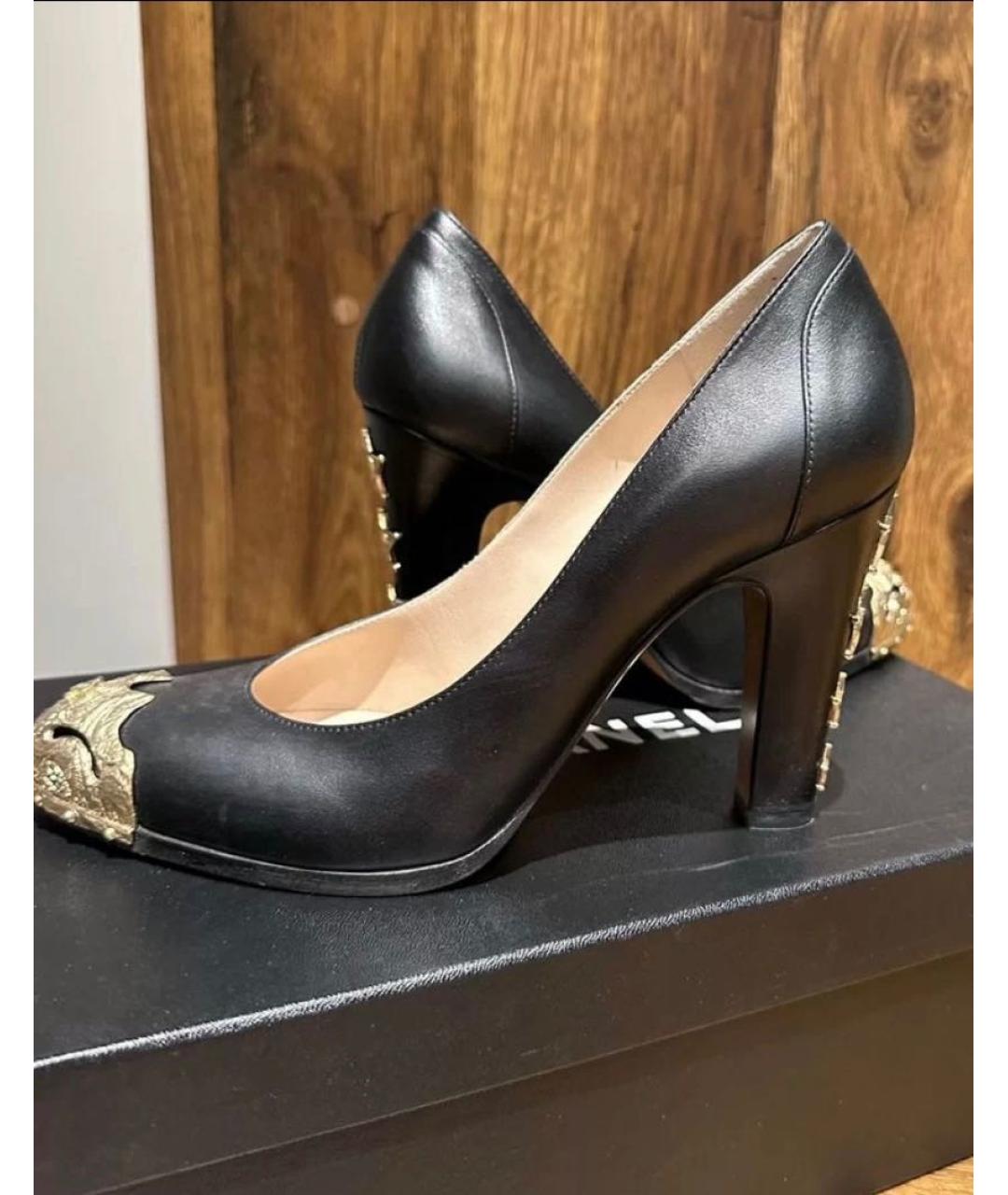 CHANEL Черные кожаные туфли, фото 2