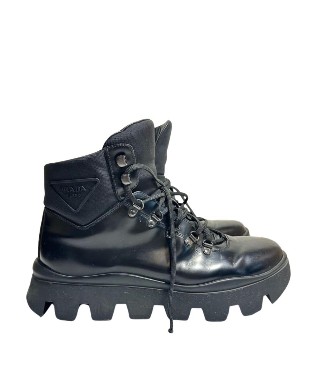 PRADA Черные кожаные высокие ботинки, фото 1