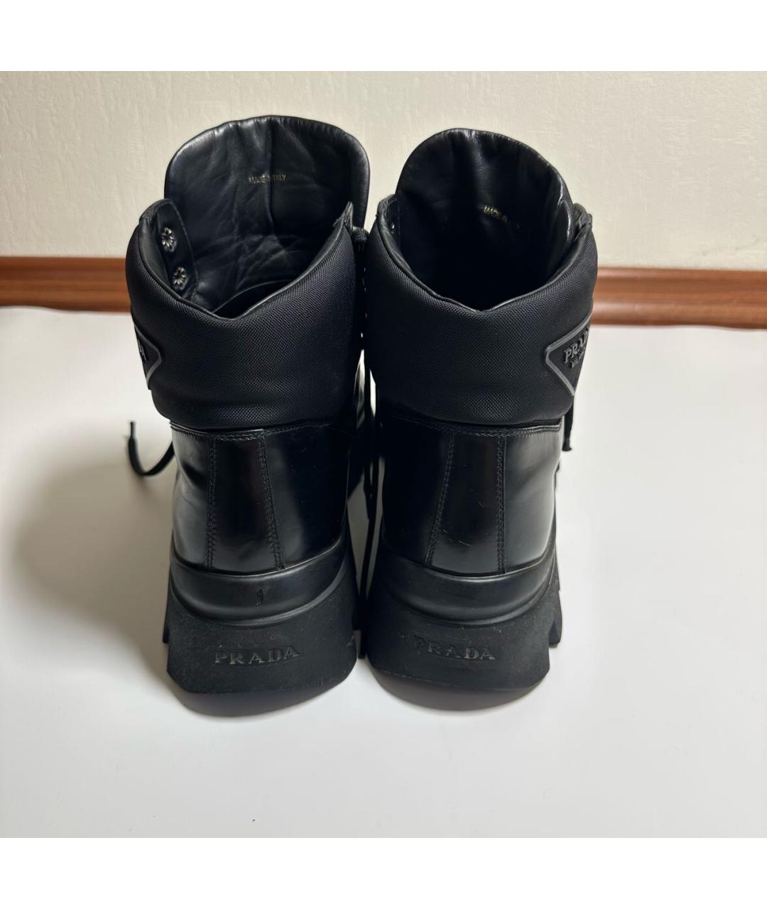 PRADA Черные кожаные высокие ботинки, фото 5