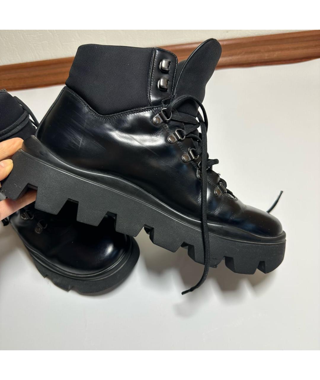 PRADA Черные кожаные высокие ботинки, фото 4