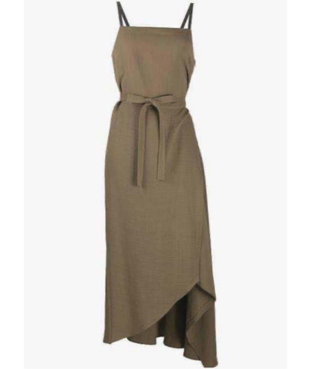 BRUNELLO CUCINELLI Хаки вискозный сарафан, фото 8