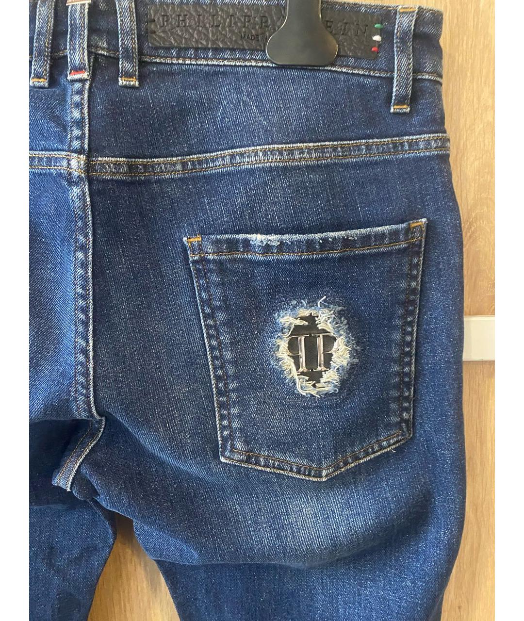 PHILIPP PLEIN Синие хлопковые джинсы скинни, фото 3