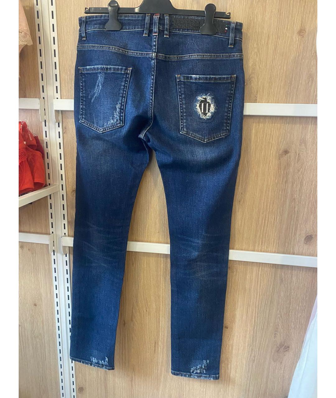 PHILIPP PLEIN Синие хлопковые джинсы скинни, фото 2