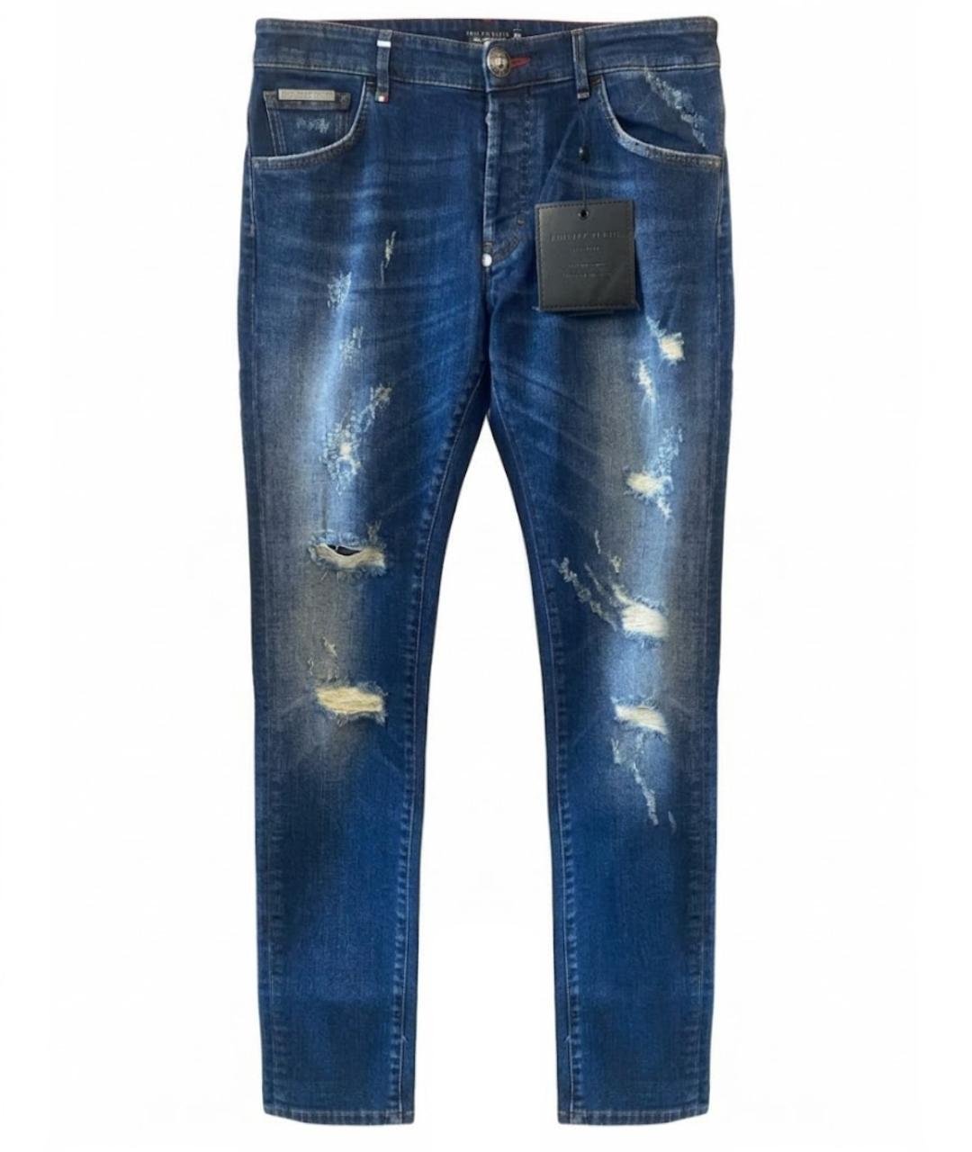 PHILIPP PLEIN Синие хлопковые джинсы скинни, фото 1