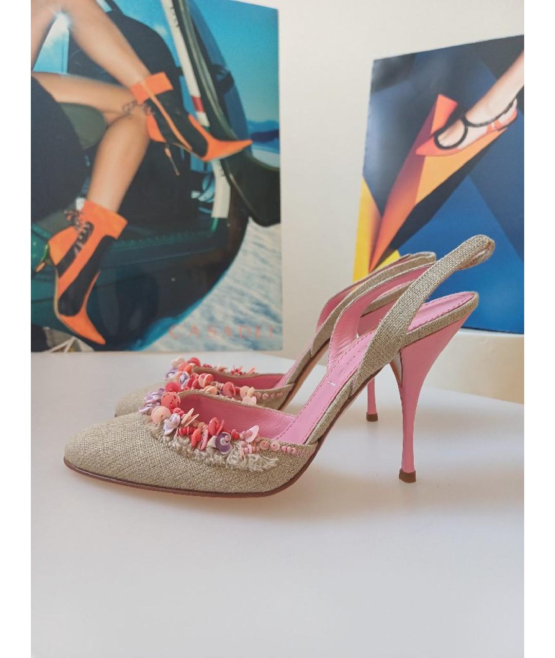 CASADEI Бежевые текстильные туфли, фото 2