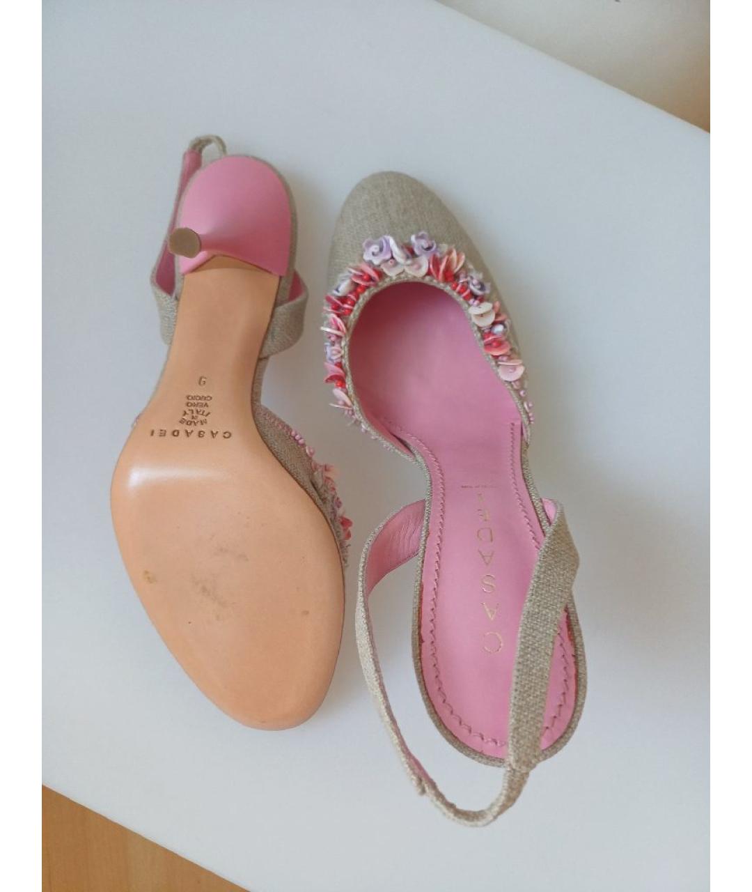 CASADEI Бежевые текстильные туфли, фото 9