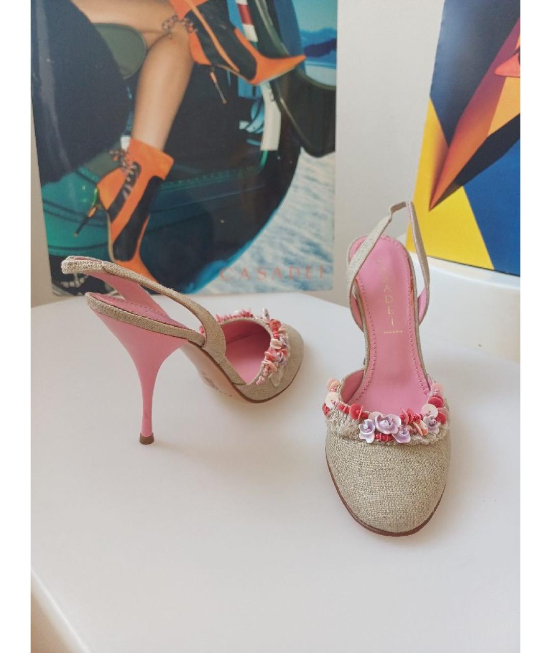 CASADEI Бежевые текстильные туфли, фото 6