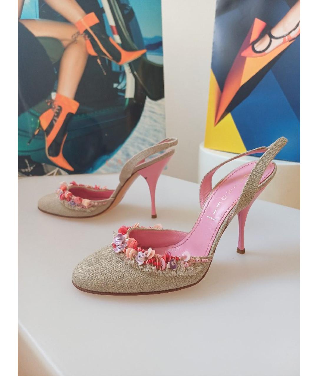 CASADEI Бежевые текстильные туфли, фото 3