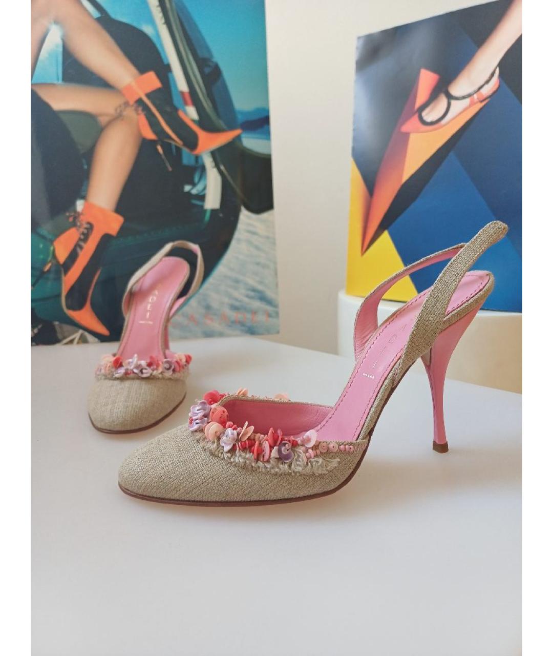 CASADEI Бежевые текстильные туфли, фото 4