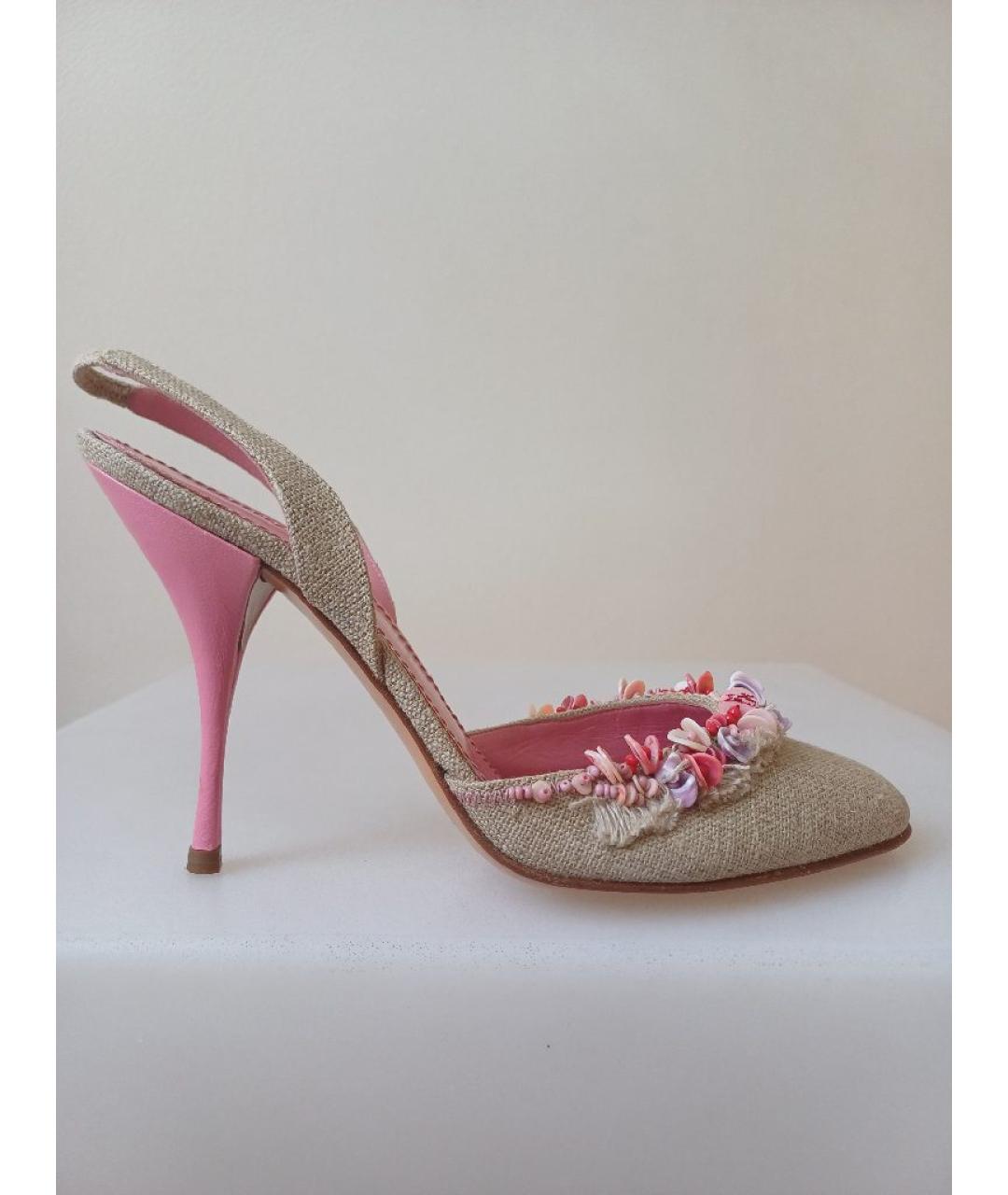 CASADEI Бежевые текстильные туфли, фото 10