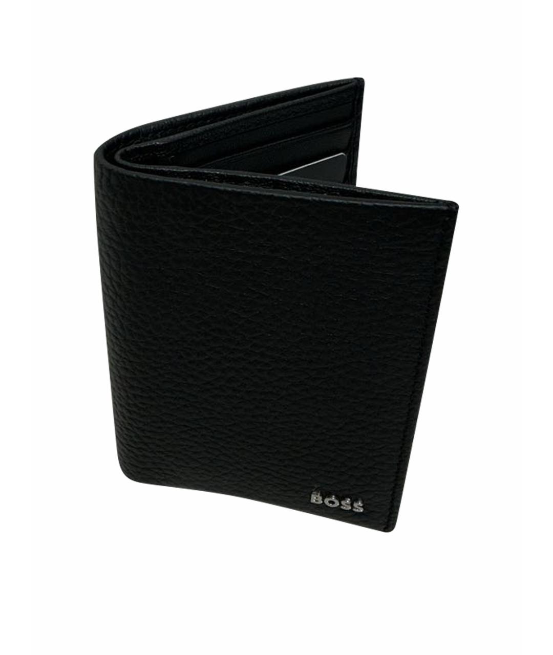 HUGO BOSS Черный кожаный кошелек, фото 1