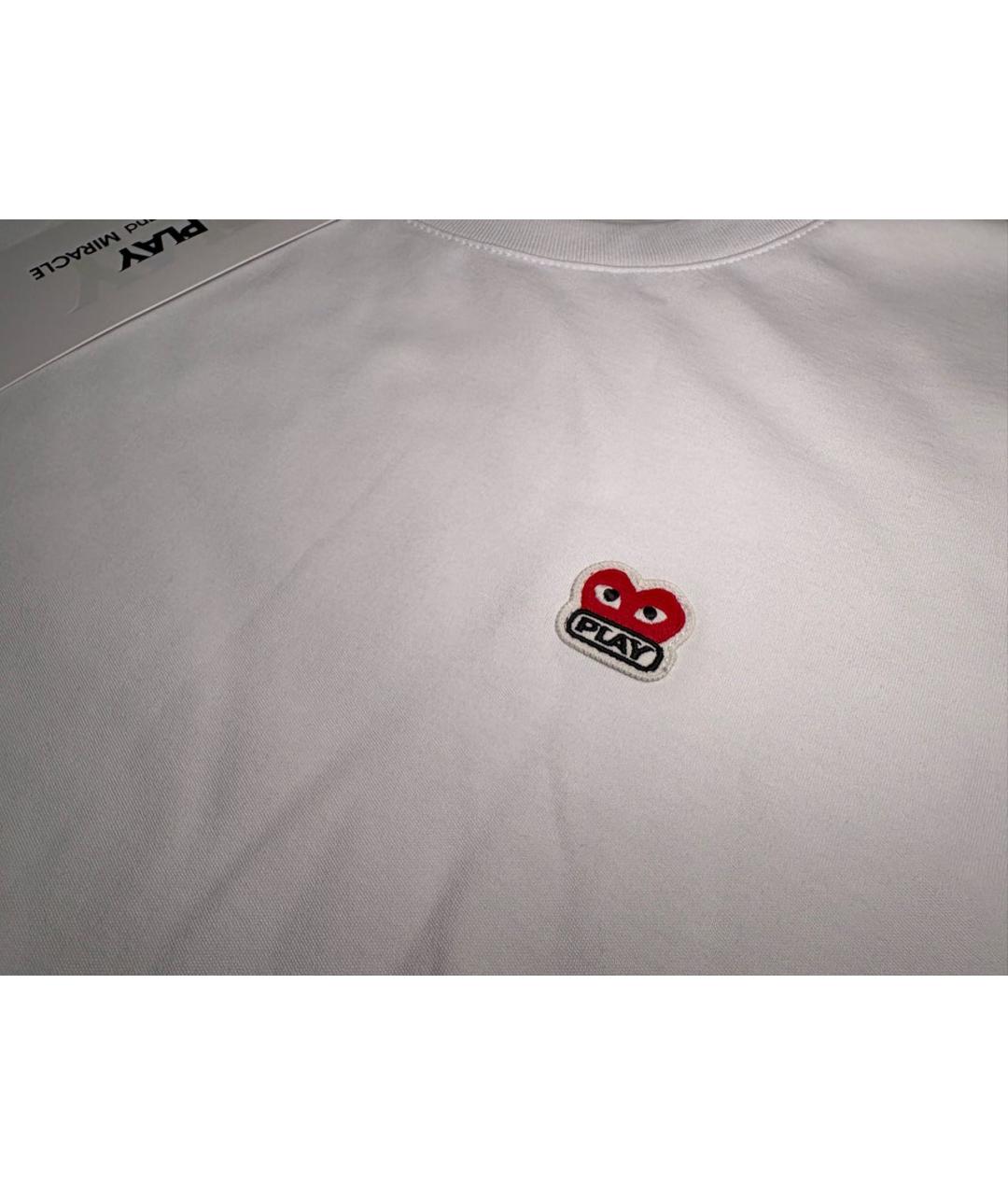 COMME DES GARÇONS PLAY Белая хлопковая футболка, фото 3