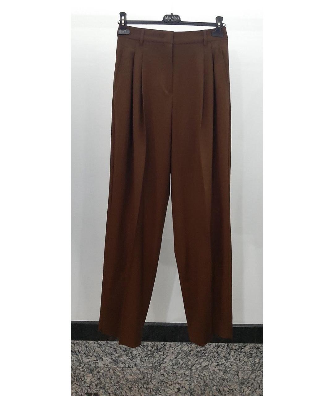 MAX MARA STUDIO Коричневые прямые брюки, фото 3