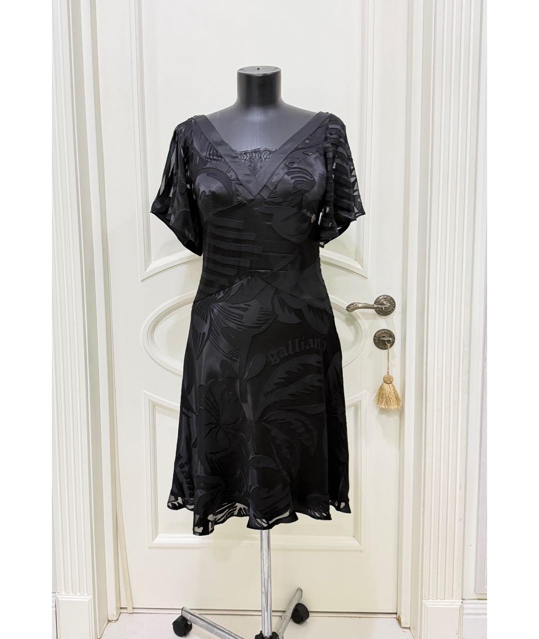 JOHN GALLIANO Черное шелковое коктейльное платье, фото 4