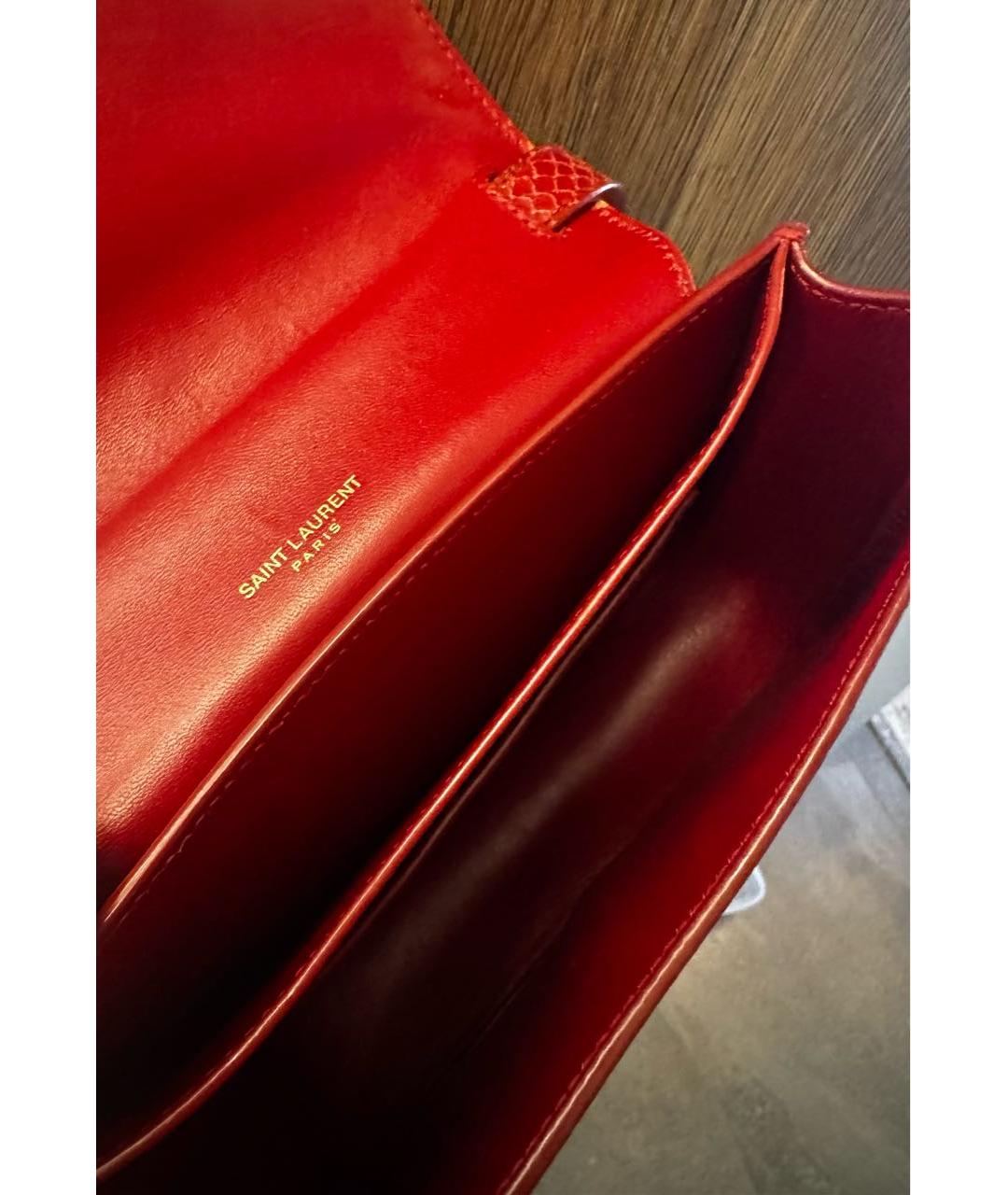 SAINT LAURENT Красная кожаная сумка через плечо, фото 4