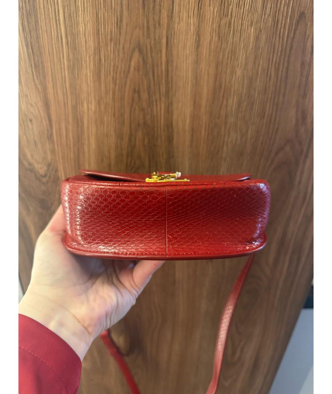 SAINT LAURENT Красная кожаная сумка через плечо, фото 5