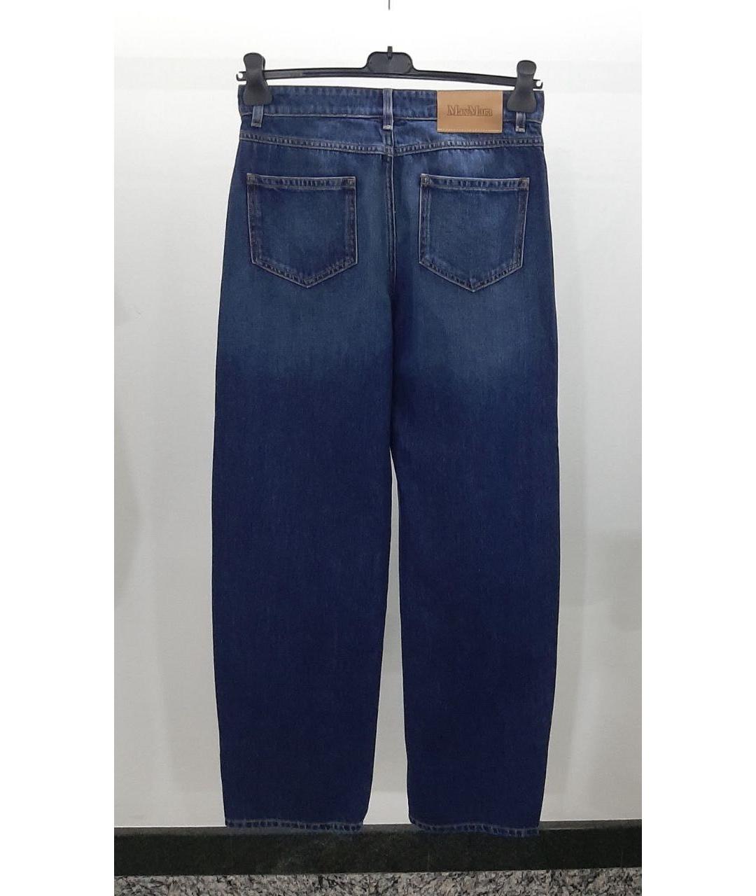 MAX MARA STUDIO Синие хлопковые прямые джинсы, фото 2
