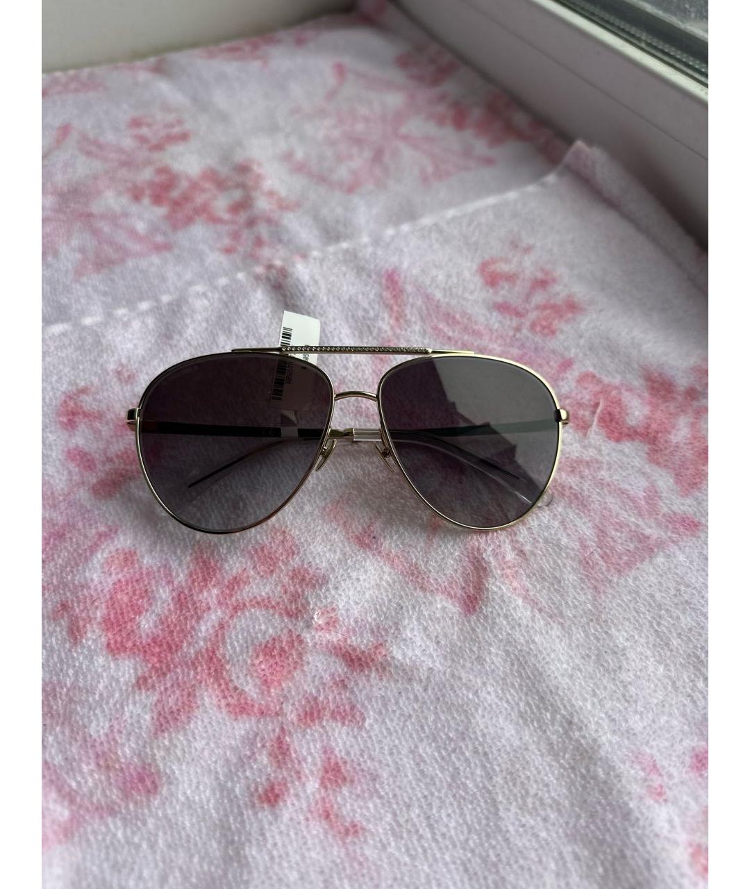 CHANEL Золотые металлические солнцезащитные очки, фото 9