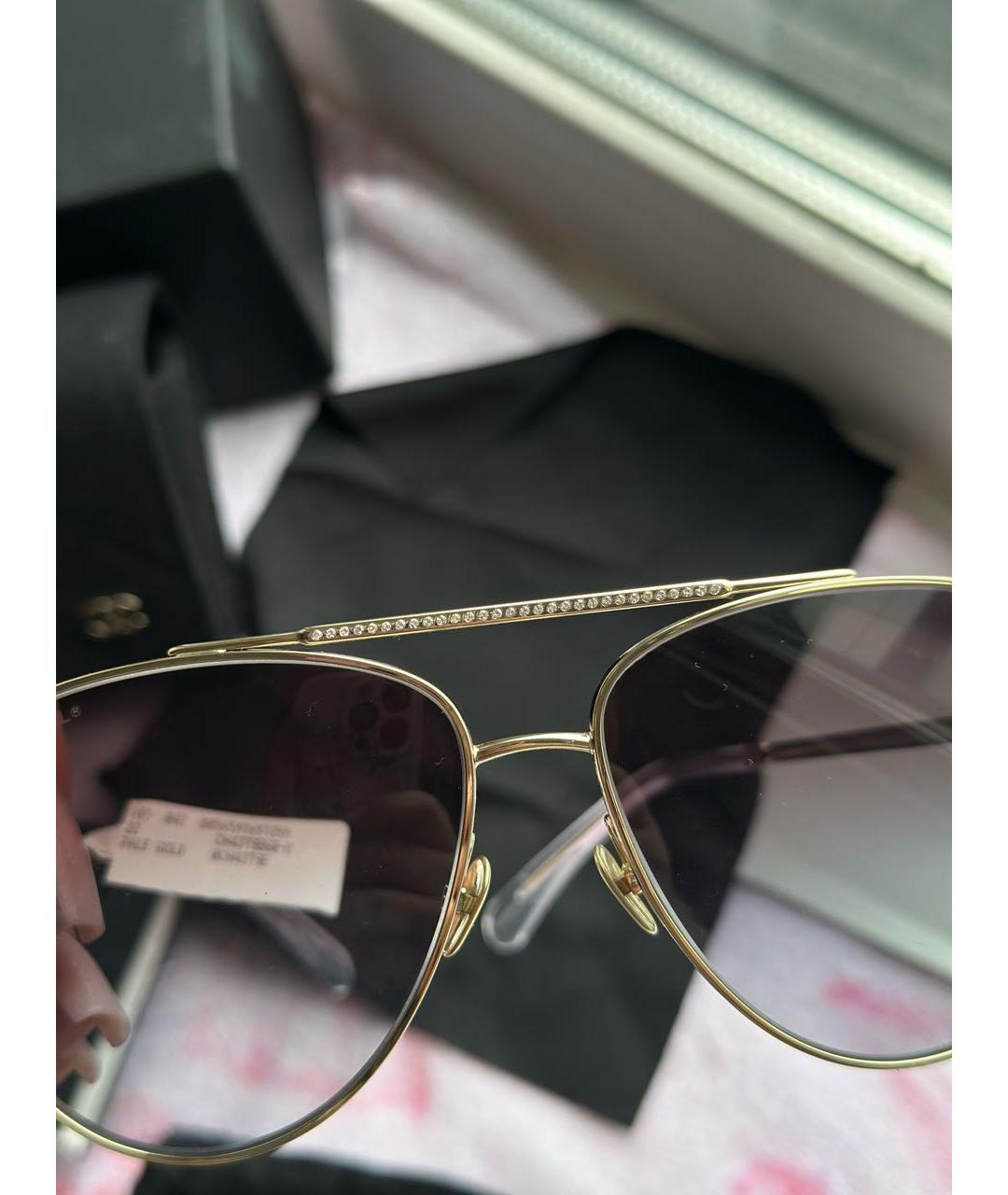 CHANEL Золотые металлические солнцезащитные очки, фото 5