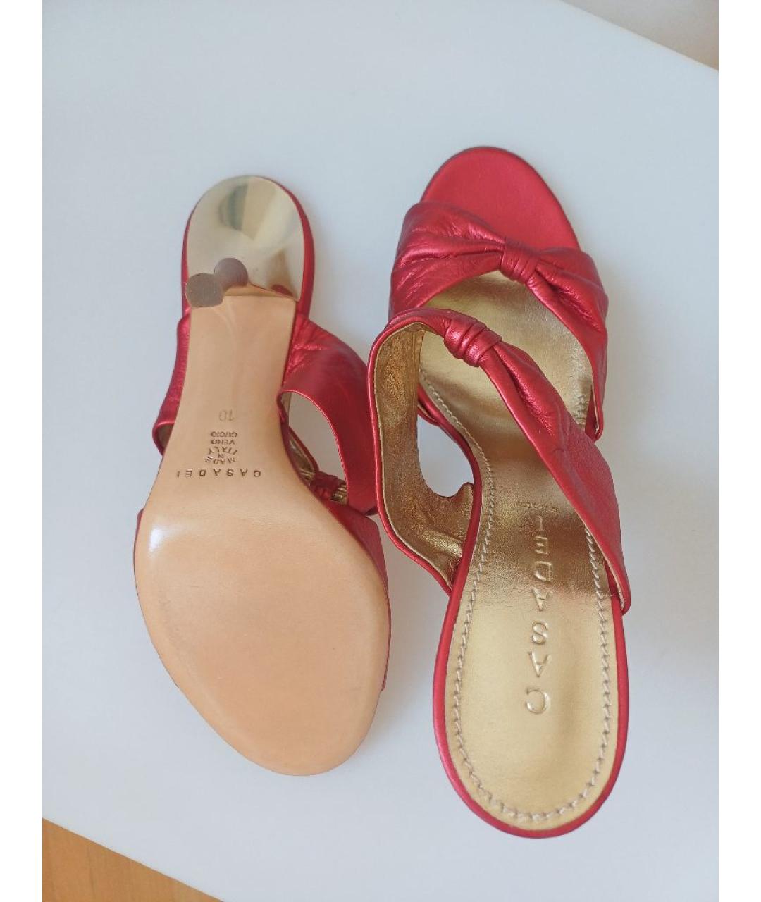 CASADEI Красные кожаные мюли, фото 9