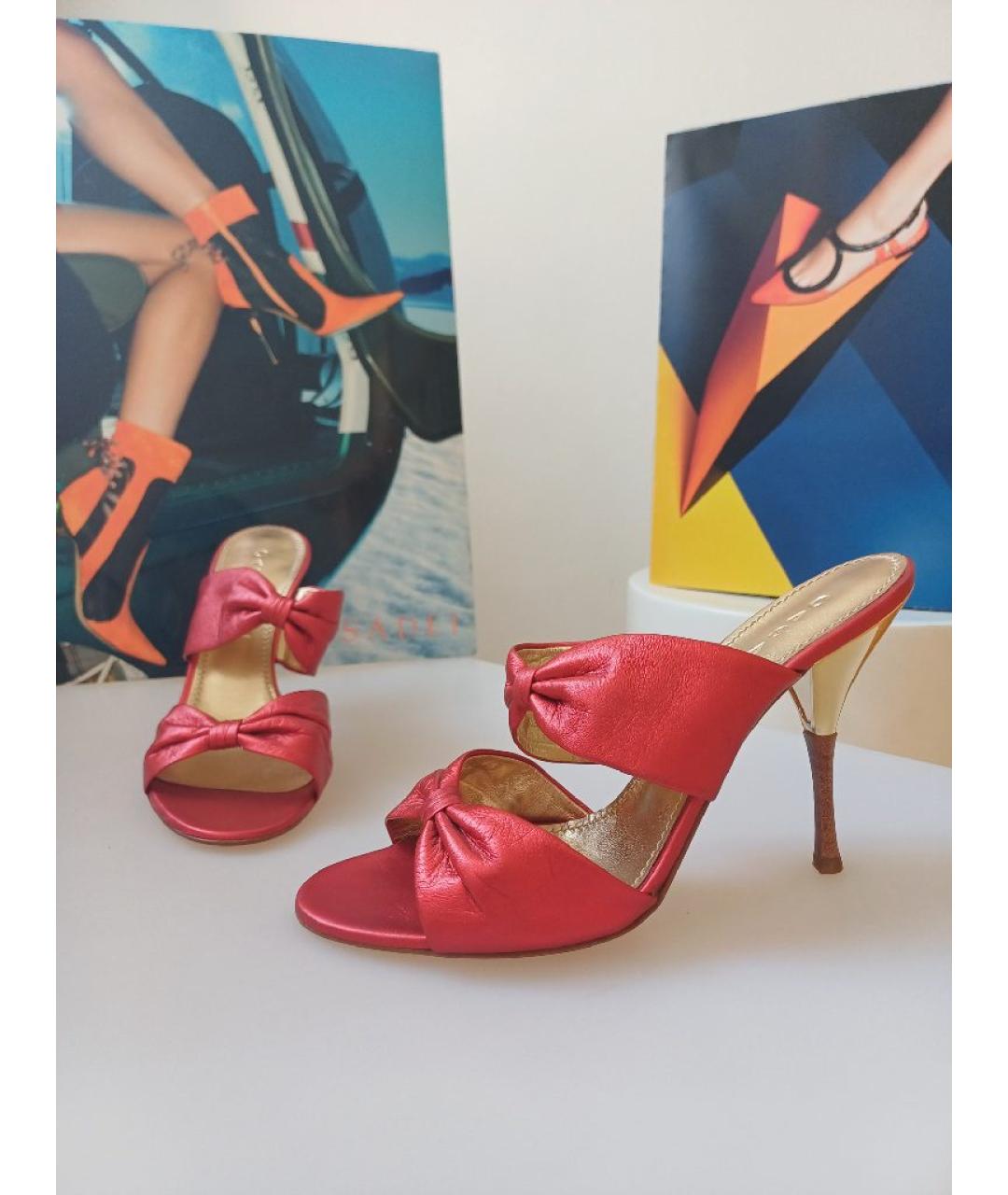 CASADEI Красные кожаные мюли, фото 4