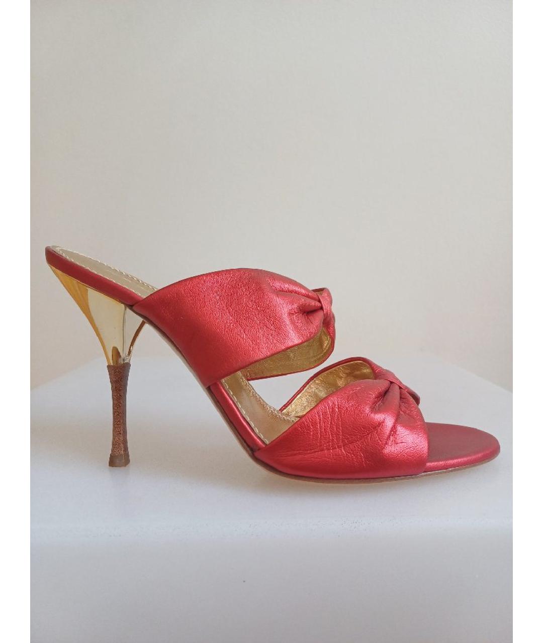 CASADEI Красные кожаные мюли, фото 10