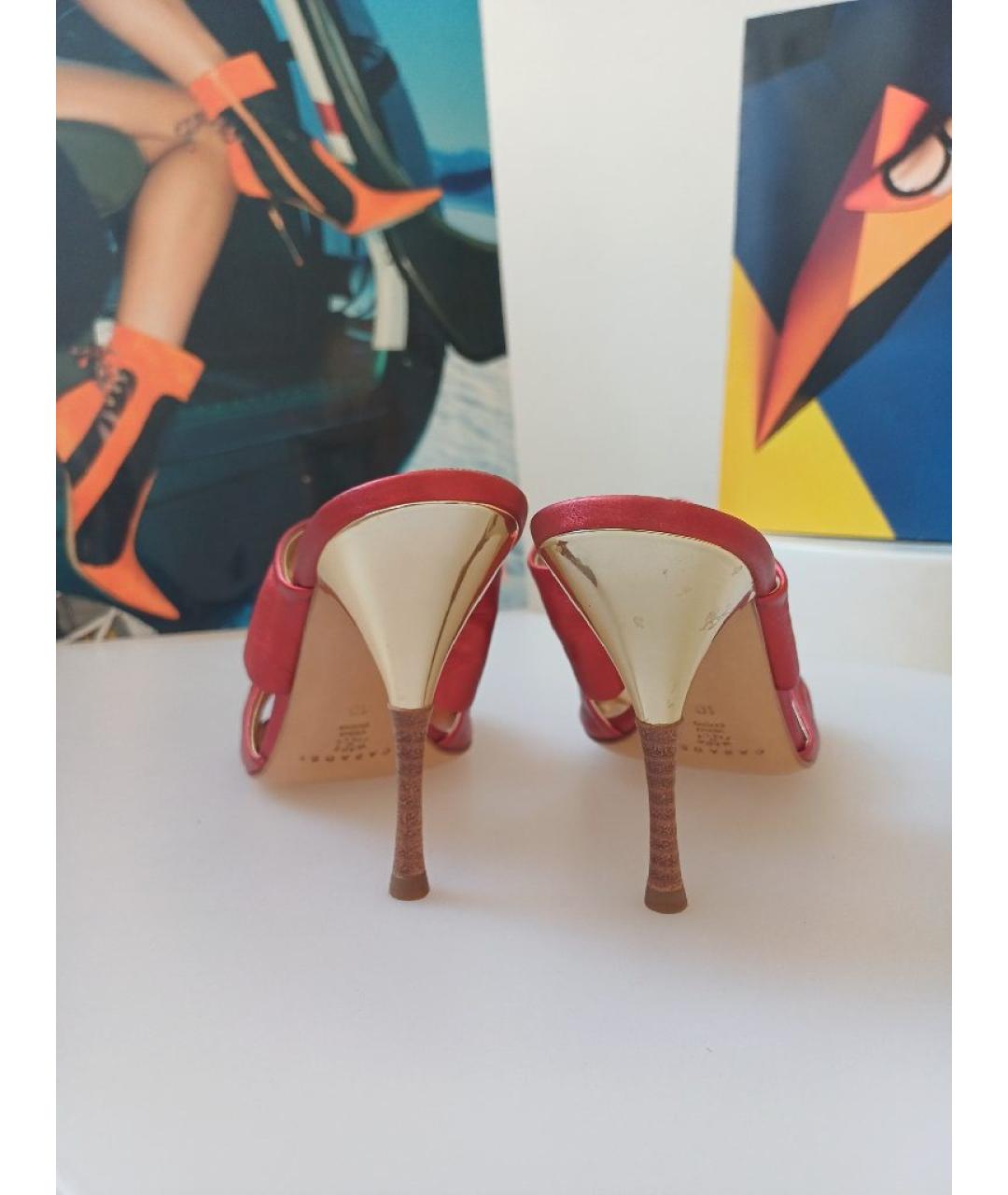 CASADEI Красные кожаные мюли, фото 8