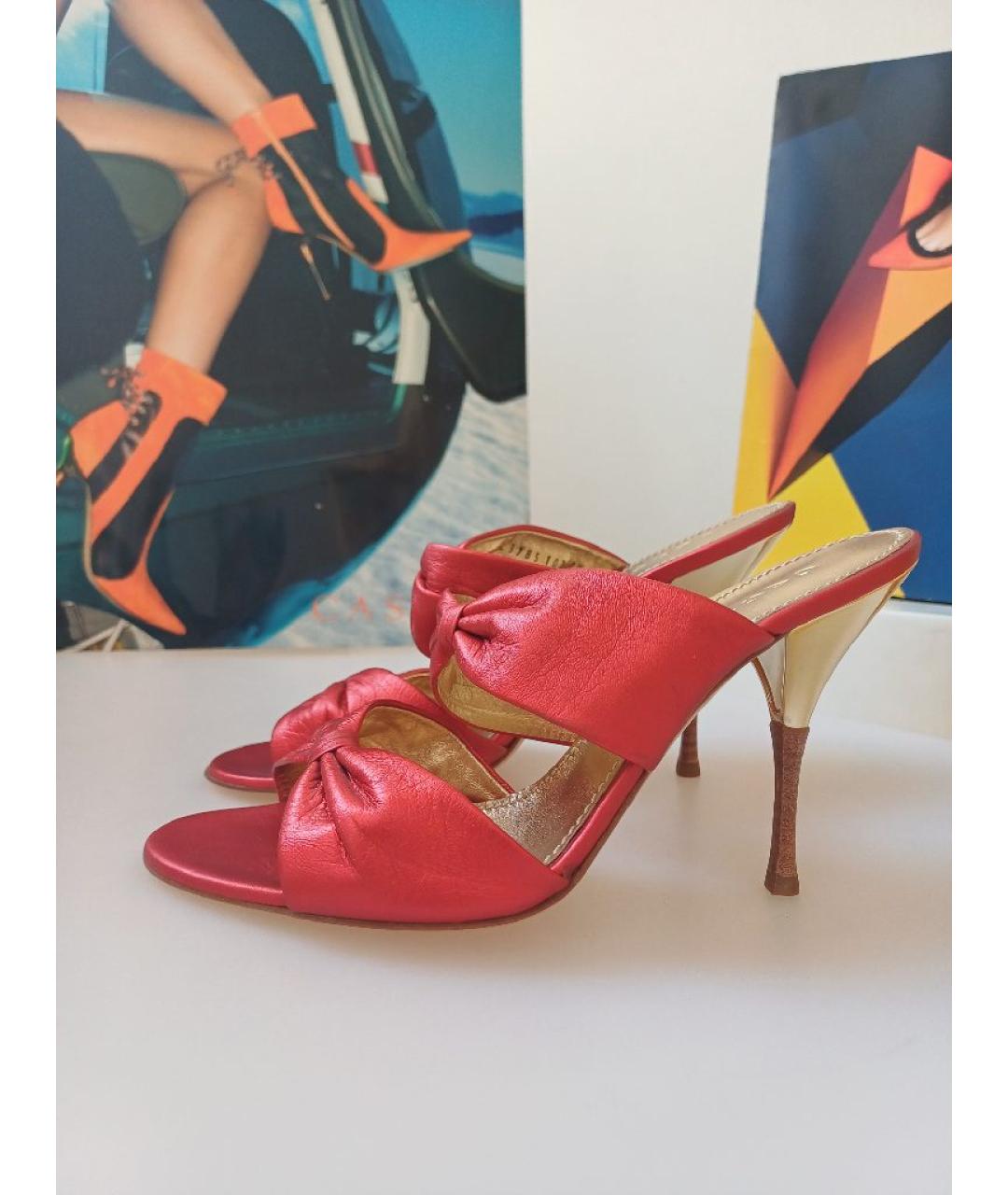 CASADEI Красные кожаные мюли, фото 2