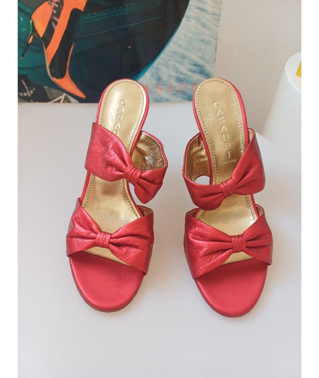 CASADEI Красные кожаные мюли, фото 7