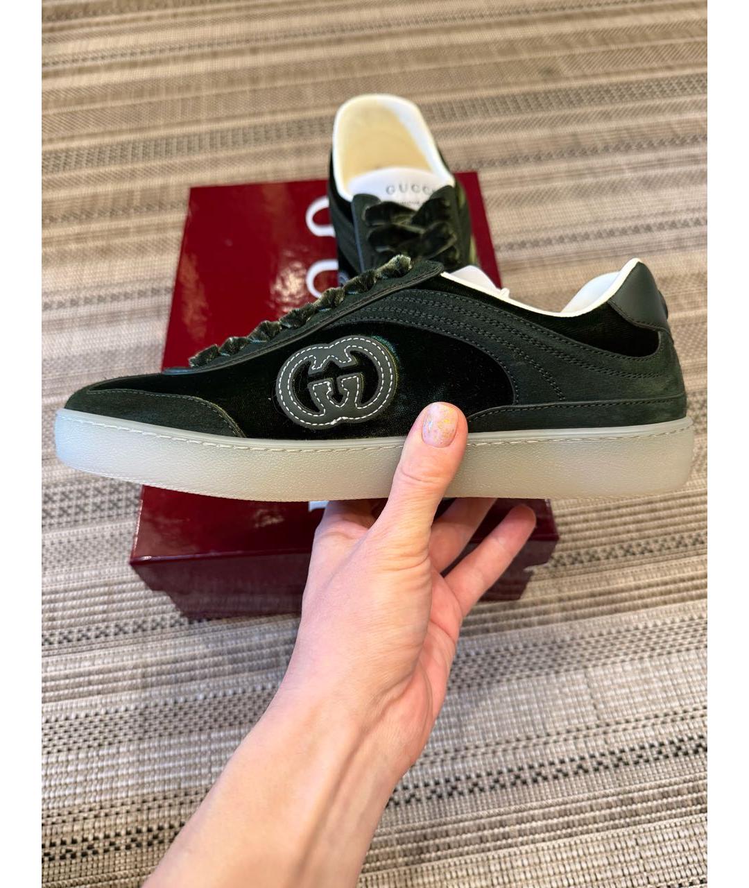 GUCCI Зеленые замшевые кеды, фото 5