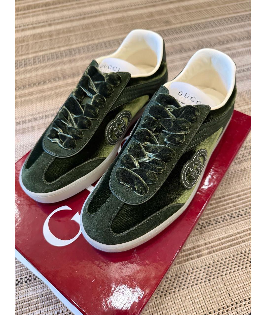 GUCCI Зеленые замшевые кеды, фото 6