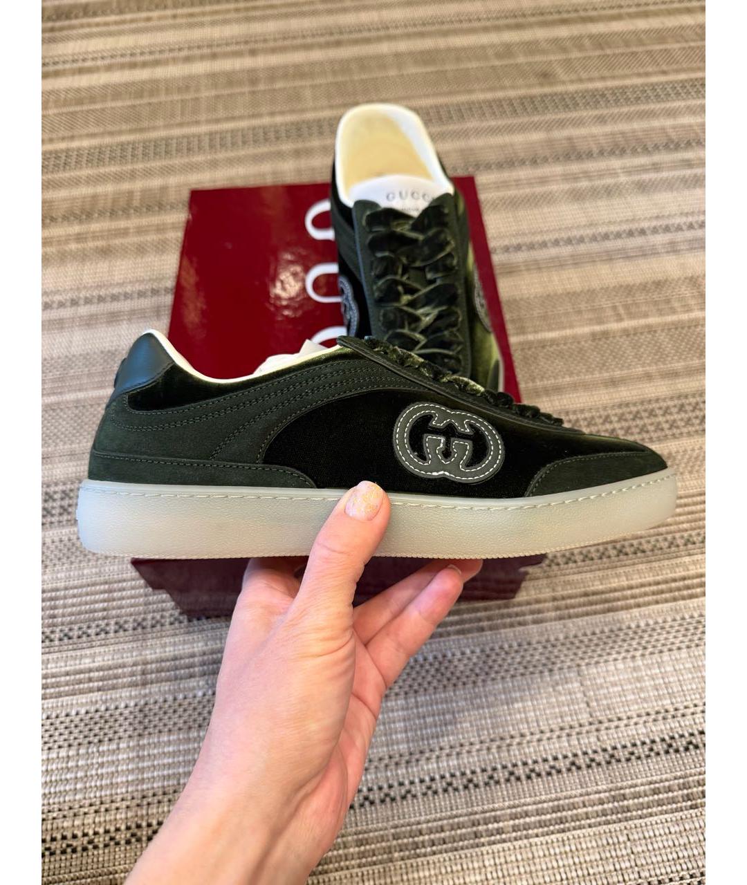 GUCCI Зеленые замшевые кеды, фото 7