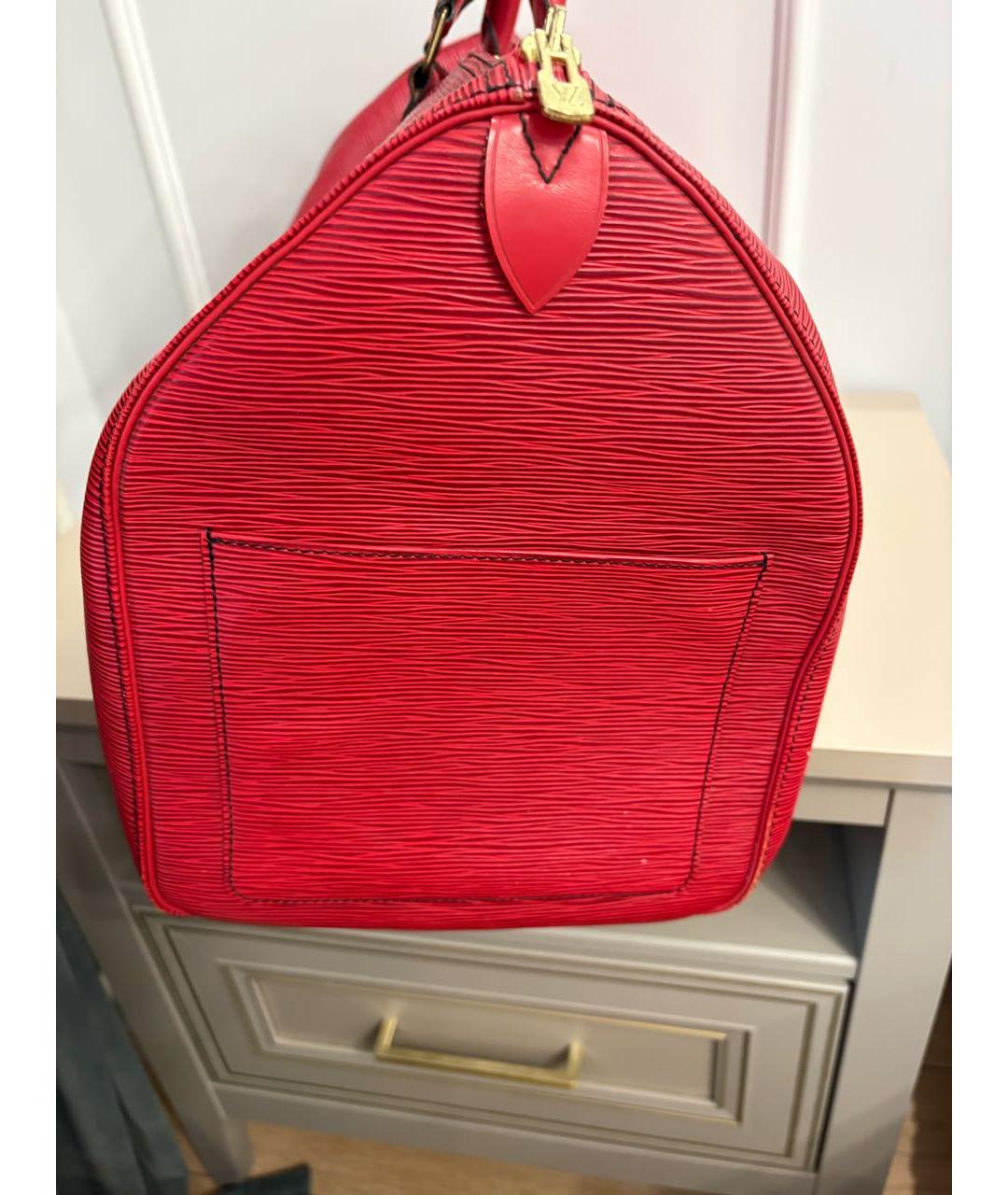 LOUIS VUITTON Красная кожаная дорожная/спортивная сумка, фото 7