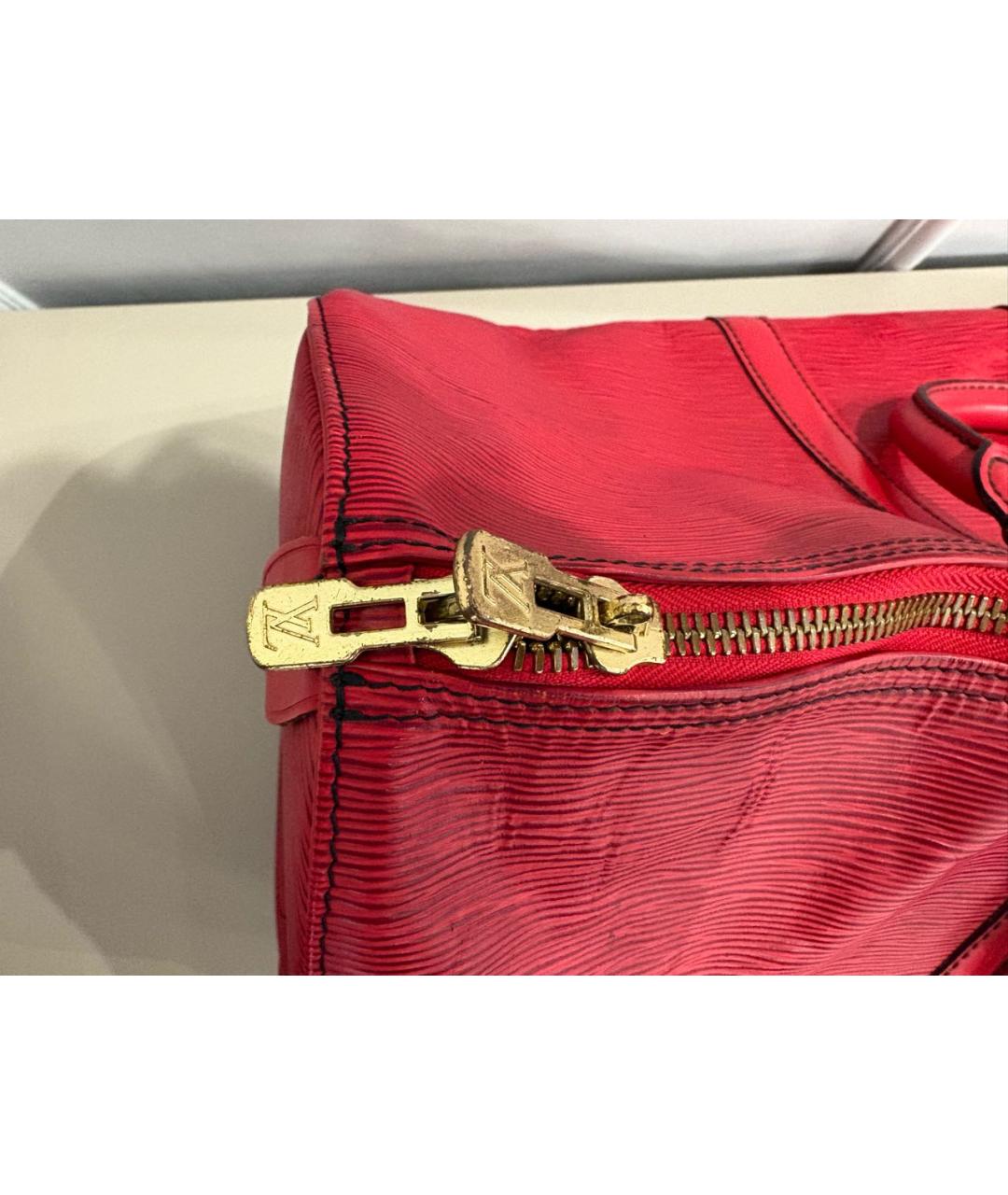 LOUIS VUITTON Красная кожаная дорожная/спортивная сумка, фото 6