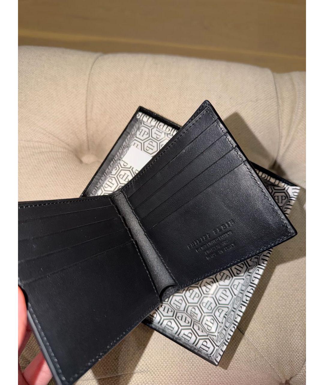 PHILIPP PLEIN Черный кожаный кошелек, фото 4