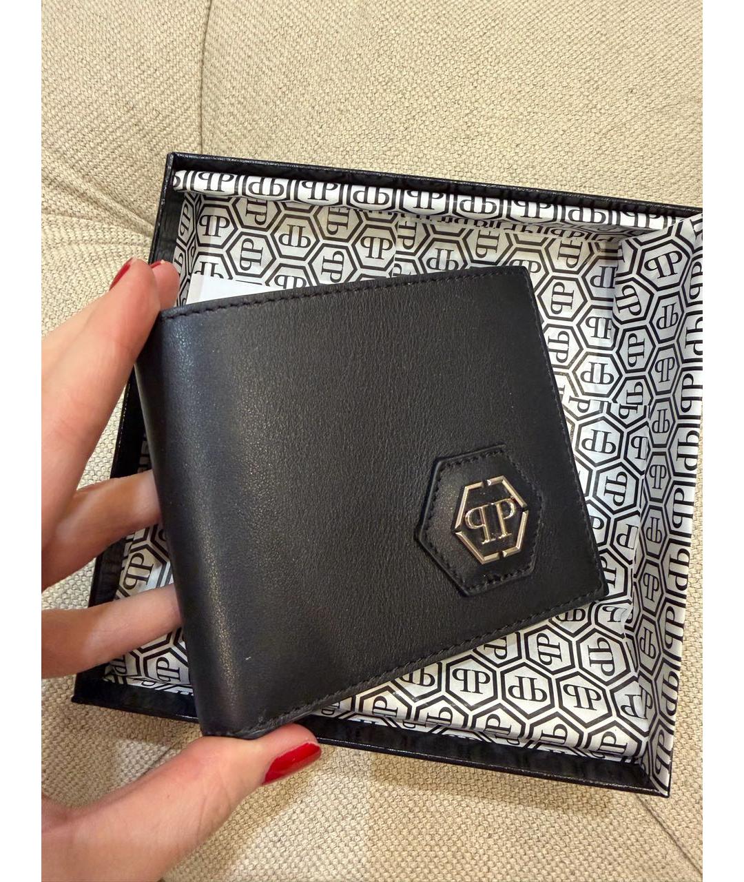 PHILIPP PLEIN Черный кожаный кошелек, фото 2