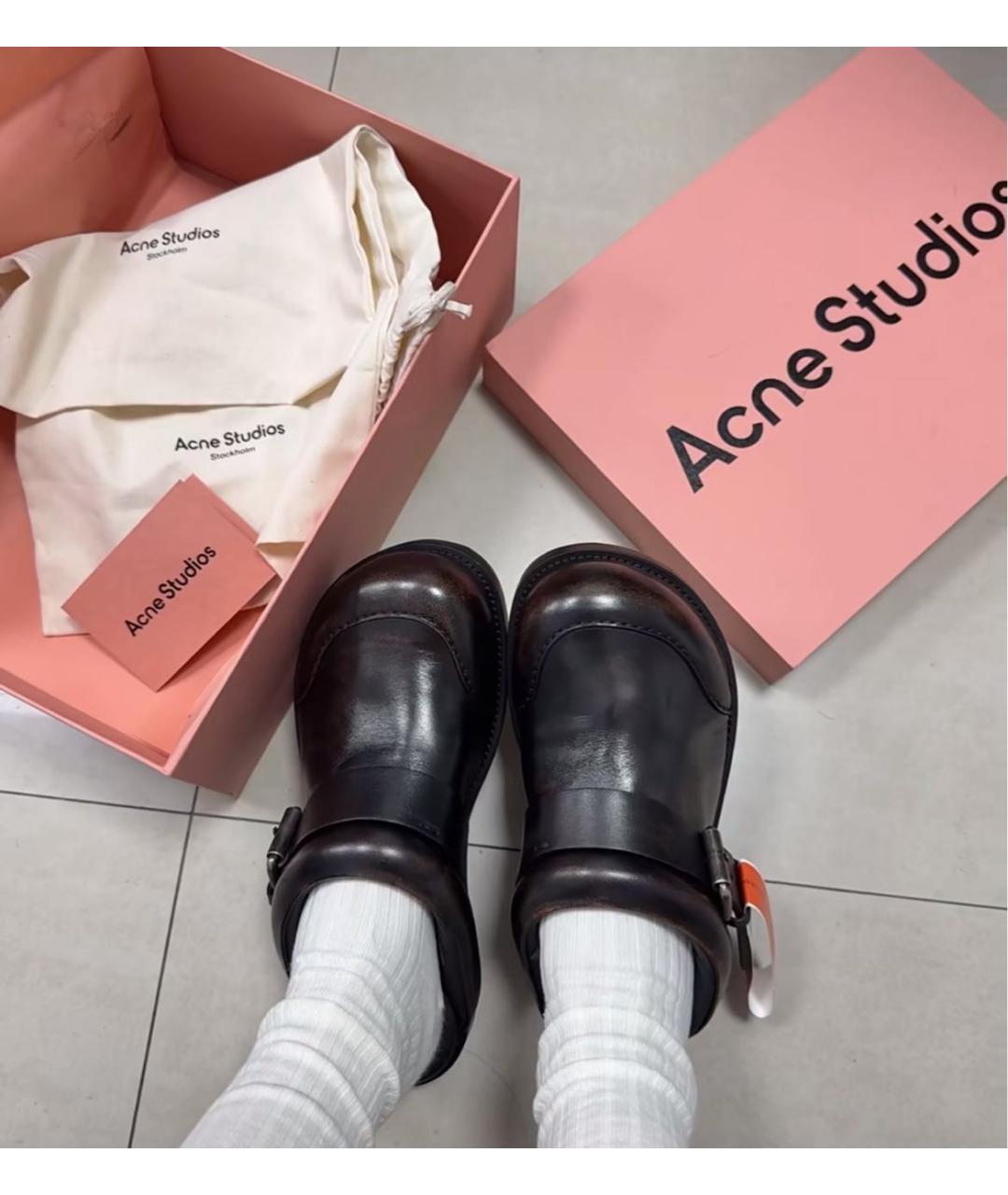 ACNE STUDIOS Коричневые кожаные сабо, фото 5