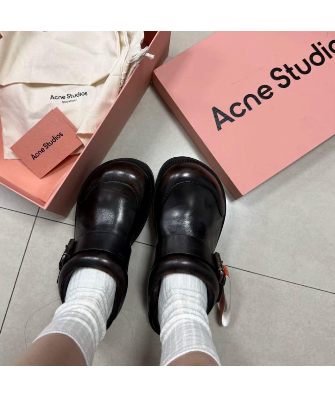 ACNE STUDIOS Коричневые кожаные сабо, фото 4