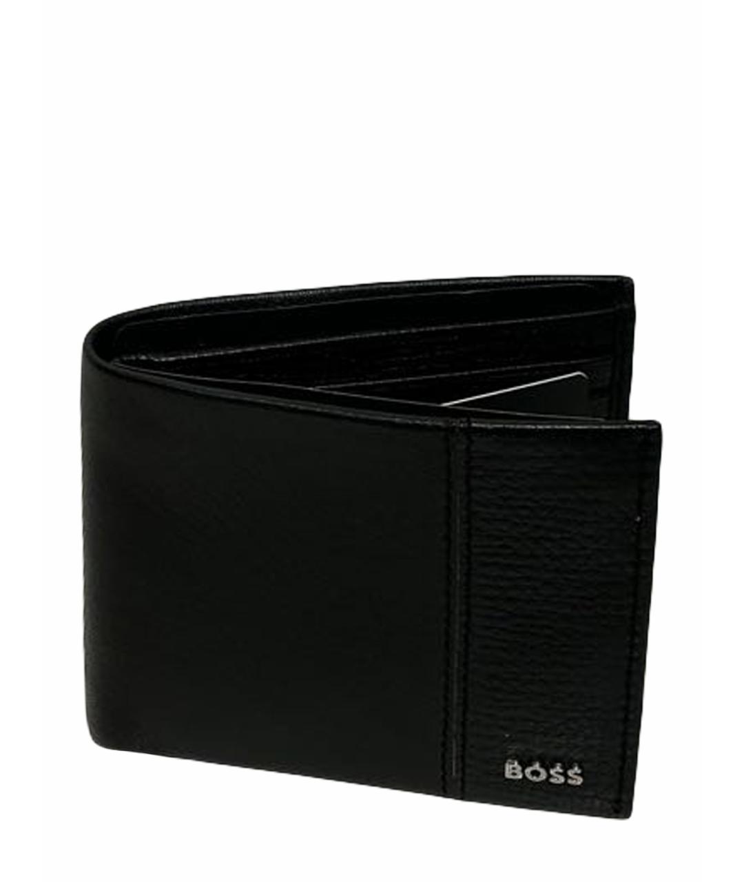 HUGO BOSS Черный кожаный кошелек, фото 1