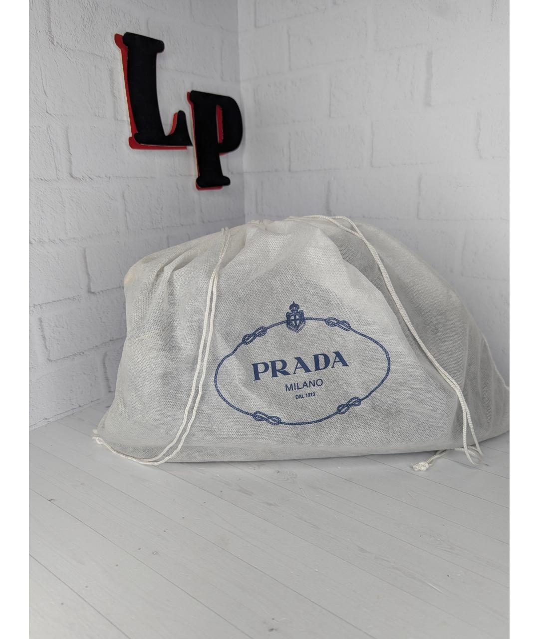 PRADA Голубая кожаная сумка с короткими ручками, фото 9