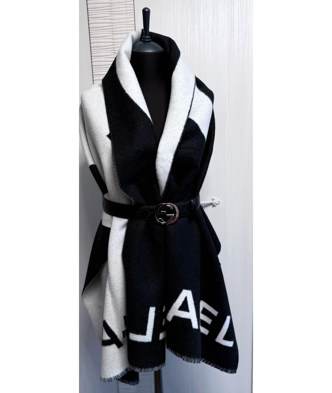 CHANEL Черный кашемировый шарф, фото 3