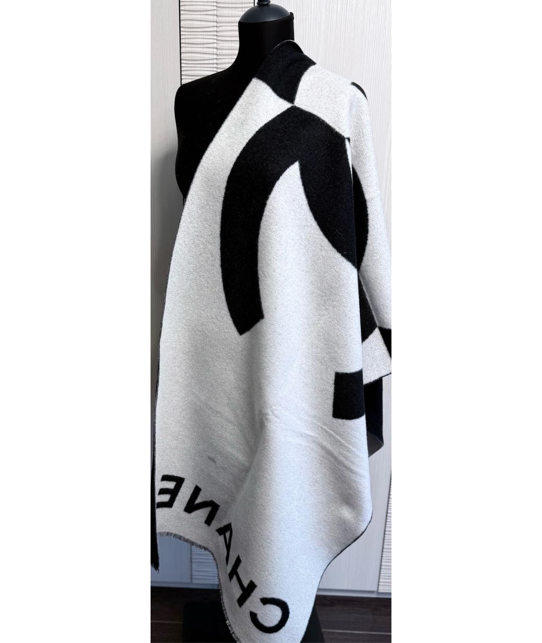 CHANEL Черный кашемировый шарф, фото 6