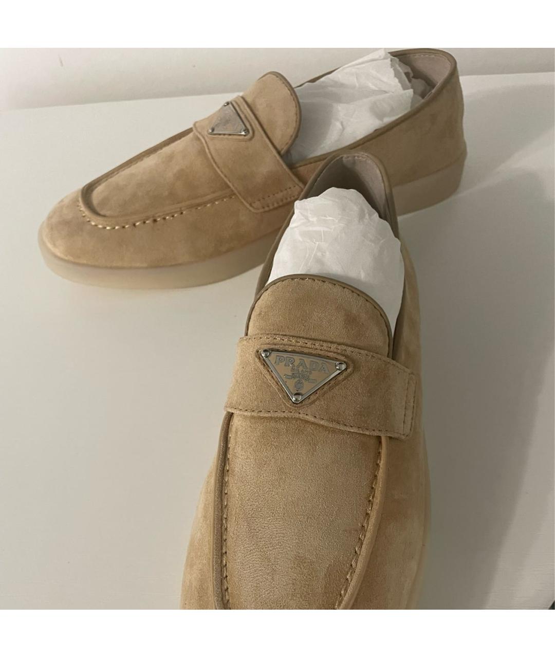 PRADA Бежевые замшевые лоферы, фото 6