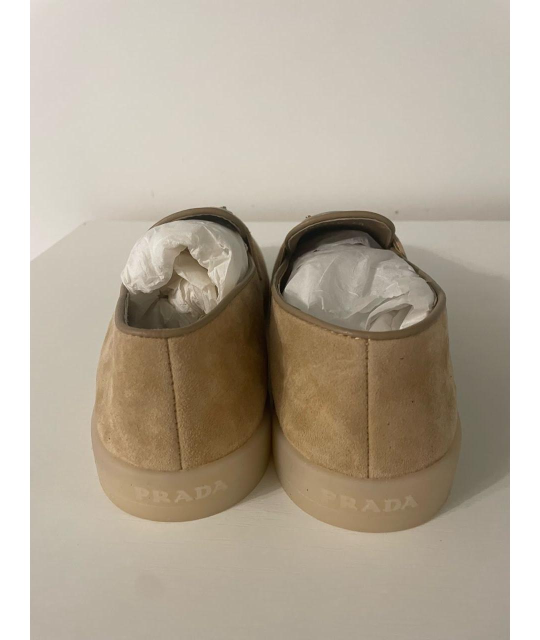 PRADA Бежевые замшевые лоферы, фото 4