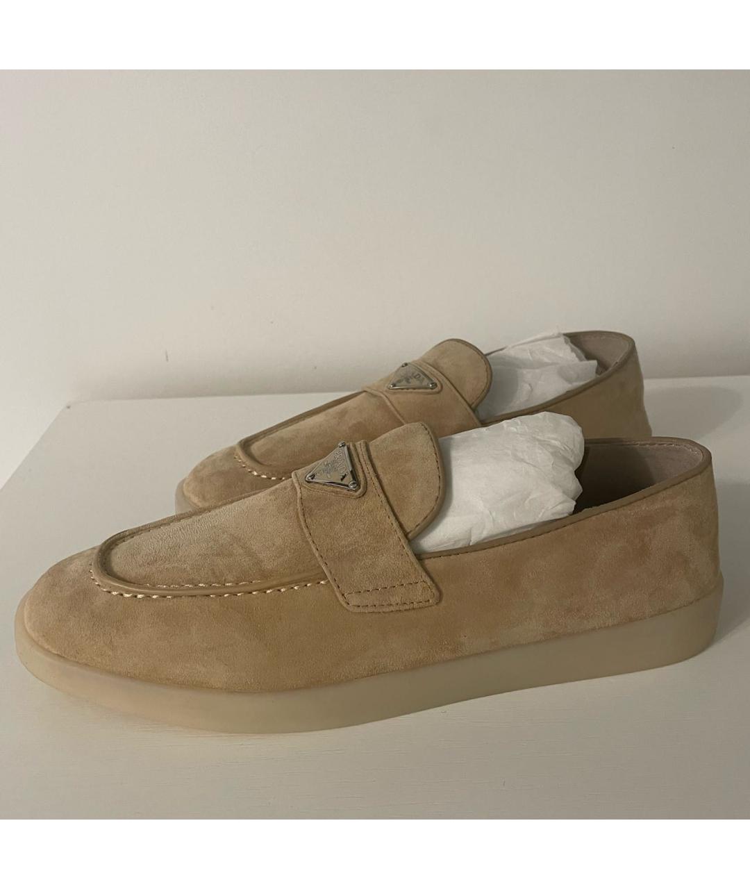 PRADA Бежевые замшевые лоферы, фото 7